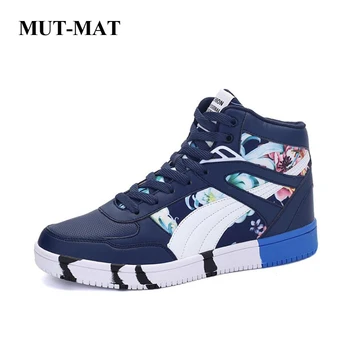 

High-Top Men's Shoes Students Large Size Leather Sneakers 2020 Autumn New Sports Couple Shoes Male Footwear Pattern Shoes Man