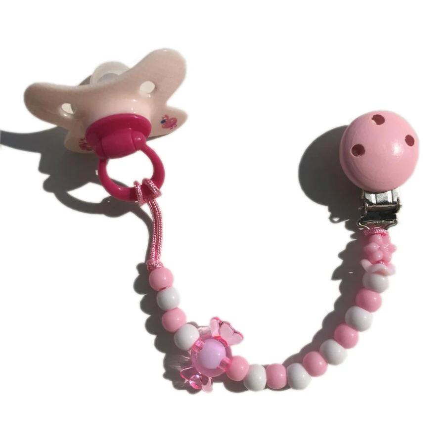 Wooden Pacifier Clips Dummy Pacifier Chain Clip Holder Baby Nipple