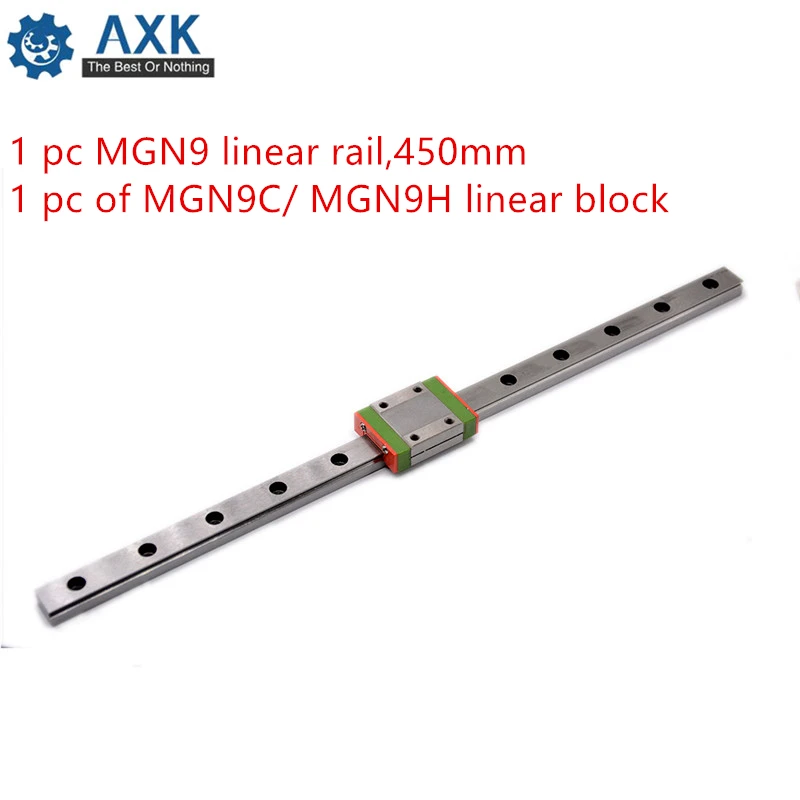 

Free shipping 9mm Linear Guide MGN9 450mm linear rail way + MGN9C or MGN9H Long linear carriage for CNC X Y Z Axis