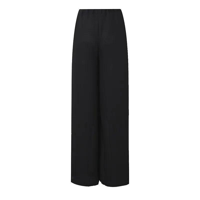 ZANZEA, женские шифоновые широкие брюки, лето-осень, повседневные свободные эластичные штаны с высокой талией и бантом, одноцветные негабаритные штаны