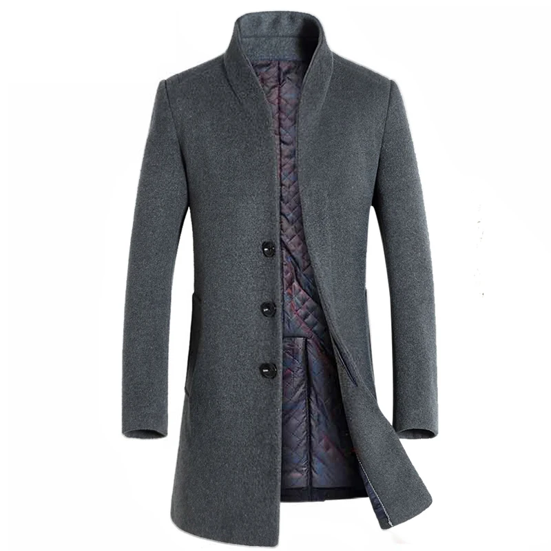 Мужской зимний Тренч, длинная мужская деловая приталенная верхняя одежда, Высококачественная теплая утолщенная Мужская шерстяная куртка, Мужская зимняя куртка, пальто