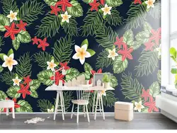 3d обои фото обои на заказ росписи гостиная тропический украшения растения живопись диван ТВ фон стикер фрески