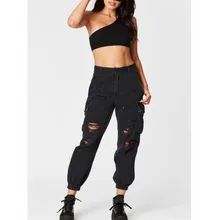 Осенние новые европейские американские женские длинные брюки Модные дикие дырочки повседневные Прямые брюки, брюки черные армейские зеленые бежевые EK1940