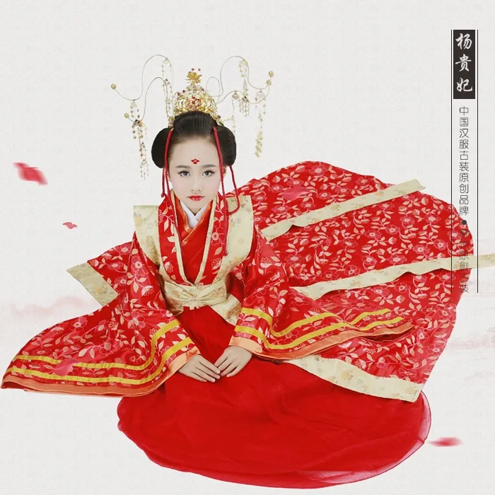 Красный костюм принцессы Свадебный костюм леди династии императрица Тан Ян гвифэй мама и дочь родитель-ребенок ханьфу комплект
