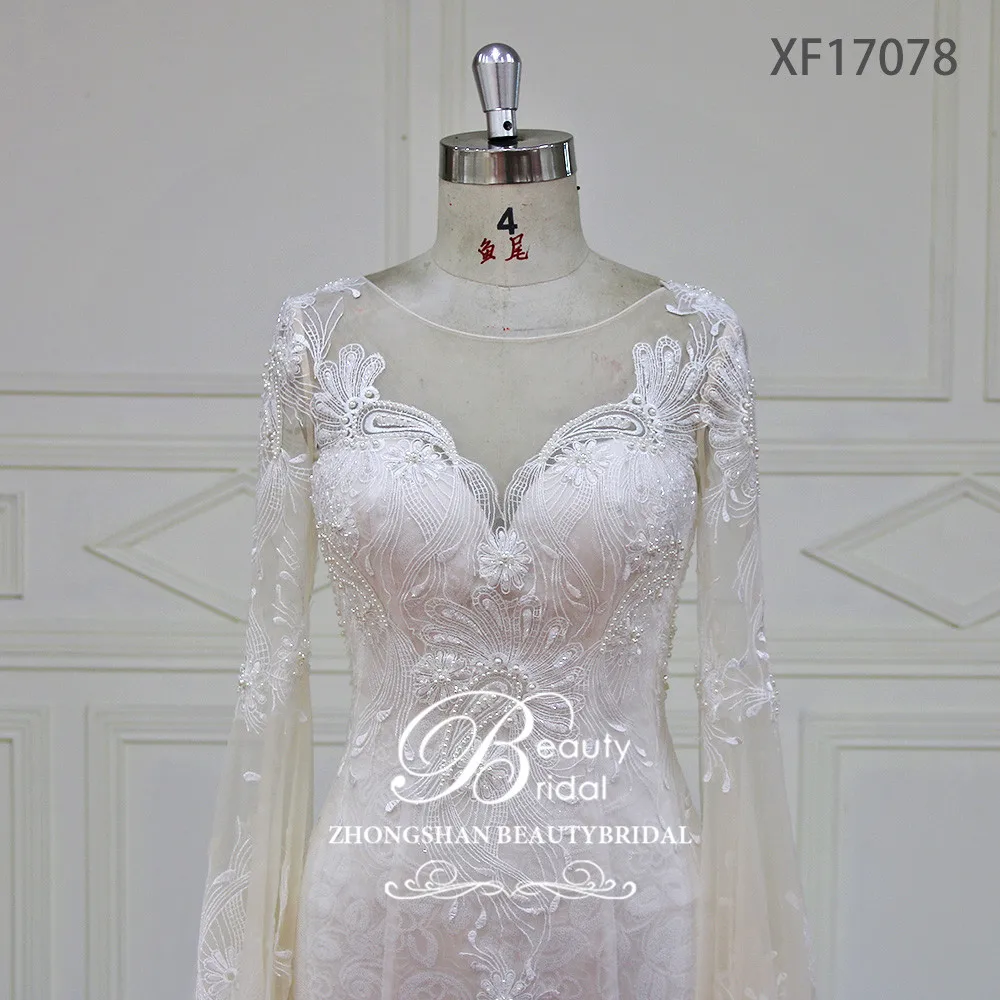 Кружевное свадебное платье Русалка на пуговицах XF17078|mermaid wedding dresses|bridal gownvestidos de