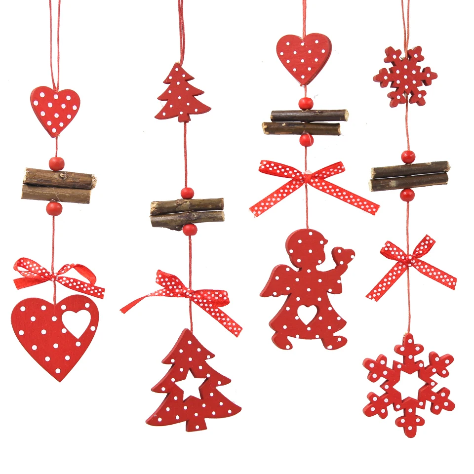 5 шт./лот DIY красные рождественские снежинки и звезды и дерево деревянные подвески, украшения для дома Рождественская вечеринка Рождественская елка детские подарки украшения