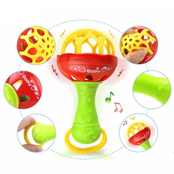 

Baby Rattles Training Toys Silicone Cartoon Teether Kids Safety for Infant Teething Newborn