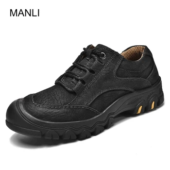 

MANLI Genuine Leather Hiking Shoes Waterproof Sneakers Men Krasovki Trekking Shoes Mountain Outdoor Zapatillas Deportivas Hombre