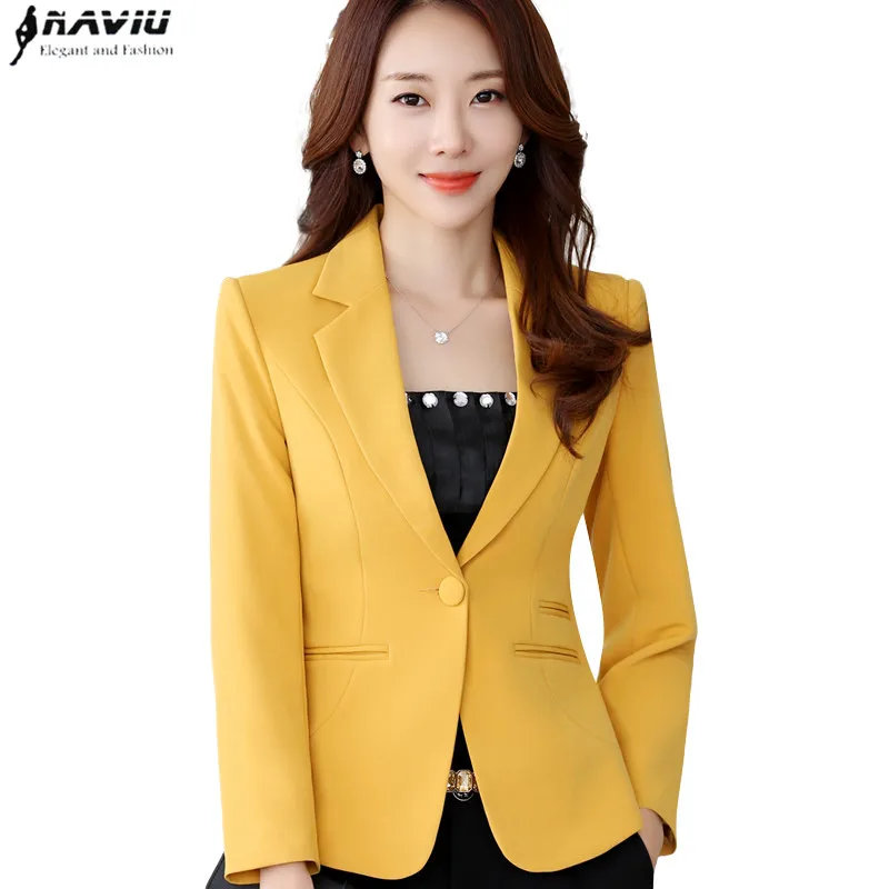 Naviu Модный высококачественный Блейзер прямой и гладкий жакет офисный женский стиль пальто размера плюс Топы Формальные worwear