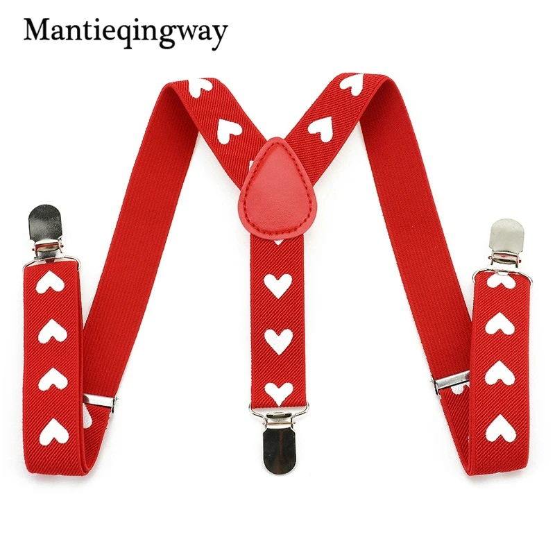 

Mantieqingway New Arrival Fashion 3 Clip-on Children Red Heart Y-Back Adjustable Elastic Braces Belts Straps Suspender For Kids