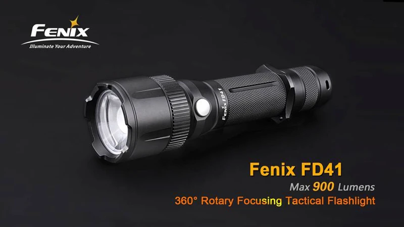 360 градусов Поворотная фокусировка Fenix FD41 900 люмен XP-L светодиодный тактический фонарь с прожектором