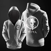 Драконий жемчуг Харадзюку хип-хоп Аниме толстовки Толстовка уличная хлопковая куртка на молнии Студенческая Молодежная пара мужская Толстовка