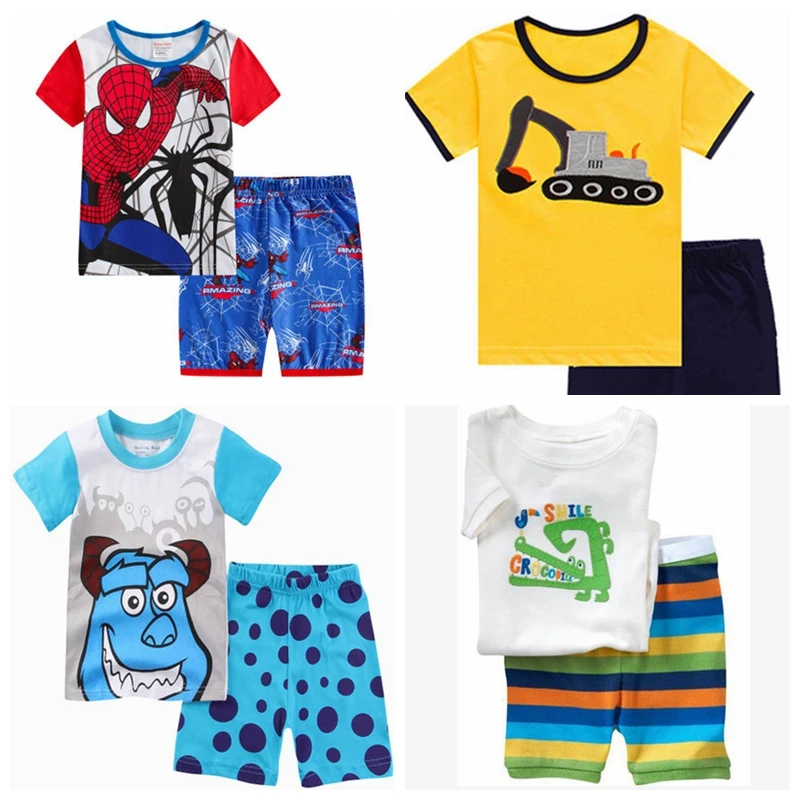 Crocodile Summer Boys Pajamas Suit 100 Cotton Soft Children Sleepwear