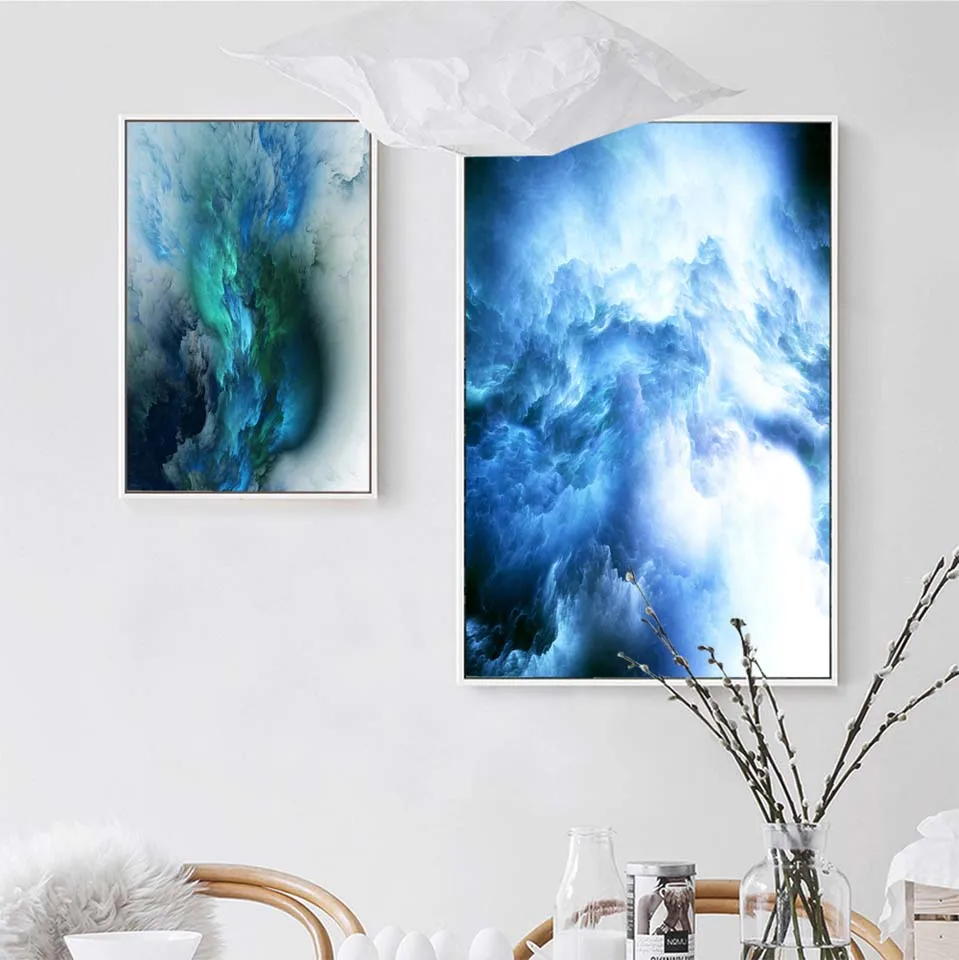 Home Decoration Print Canvas Nordic Picture Wall Art Paintings Oil Unframed Drawings Cloud chart Golden Purple Blue