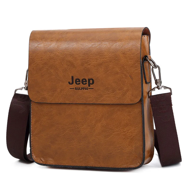 New JEEP BULUO Fashion Business Men's Crossbody Bag PU Leather Shoulder