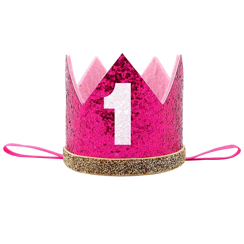 

First 1st Birthday Party Baby Boy Girl One Three Eighteen Years Old Crown Pattern Children Hair Band Headband Prince Hat