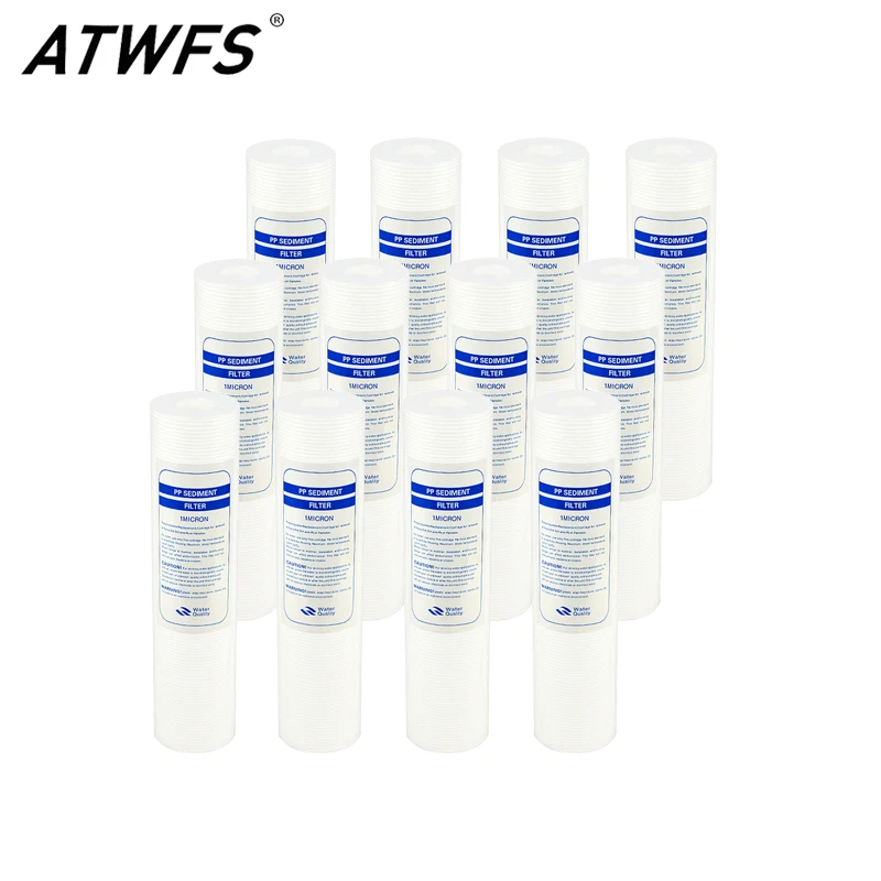 ATWFS 12 штук 1 микрон 10 дюймов pp осадочный фильтр для воды картридж ro очиститель воды обратный осмос сменный картридж
