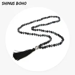 SHINUSBOHO для женщин Jewelry длинные полудрагоценный камень ожерелье из бусин мужчин Будда Шарм состояние t цепочки и ожерелья s женский подарок