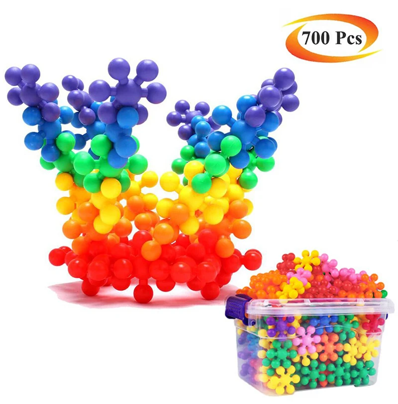 

100/220/480/700 Pcs Plum Blossom Snowflake Large Plastic PE Building Blocks Boys and Girls Children 3-5-6 Educational Toys