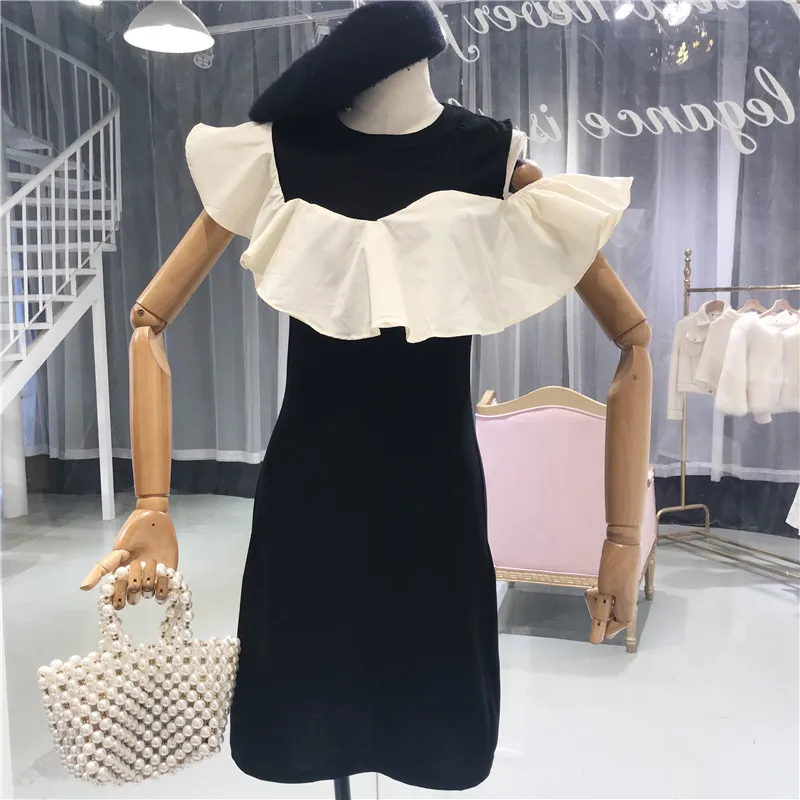 Женское платье ALPHALMODA летнее трикотажное с коротким рукавом и оборками|Платья| |