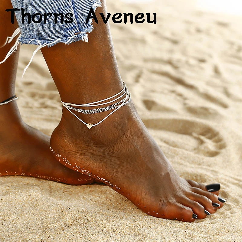 

New Fashion Star Shell Shape Ankle Bracelets Crystal Vintage Summer Beach Bohemia Multi-layer Anklets For Women Legs Accessories