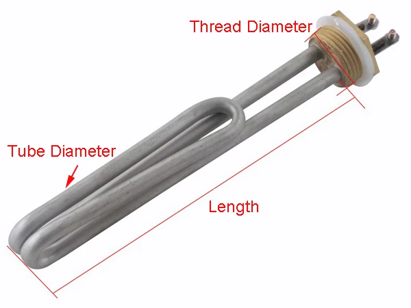 1 дюйм/32 мм/DN25 Нержавеющая Сталь Медная головка нагревательная трубка 220 В/380 В Длина Электрический нагреватель трубы водонагреватель Нагревательный элемент