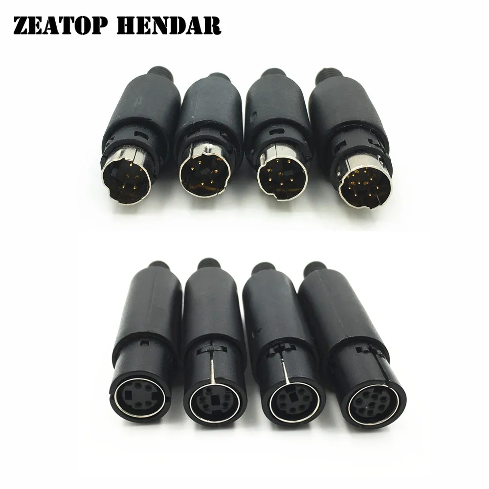 8pcs Gold Pin Mini Din 4 5 6 8 Pin Male Female Jack With Black Plastic Handle Plug Terminal Socket Diy Soldering Connector Connectors Aliexpress