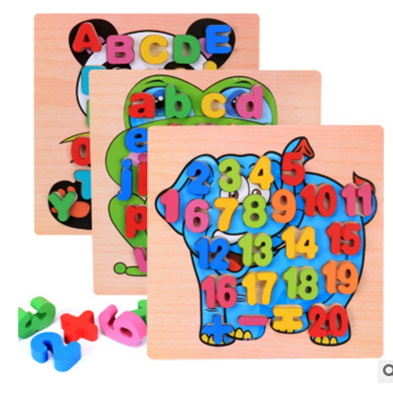 

2017 New Design Wooden Block Baby Kids Wooden Board Learning Letter Educational Toy Cartoon Animal Digital Toys Children Toys