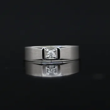 

LASAMERO Rings for Men 0.063CT Round Cut Natural Diamond Ring 18k White Gold Engagement Wedding Ring