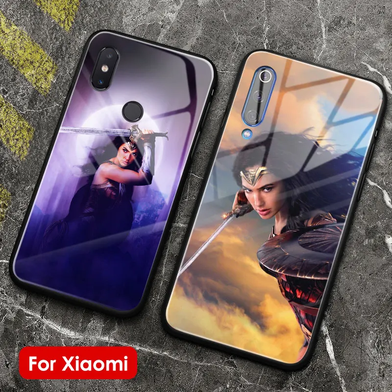 

Wonder Woman soft silicone glass phone case cover shell For Xiaomi Mi 5 S 6 X 8 9 SE Explore Mi Mix 2 2S 3 redmi note 5 6 7
