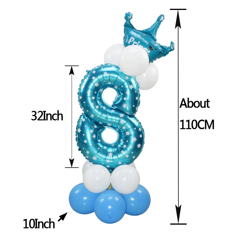 24 шт синий розовый шар с цифрами С Днем Рождения шар на день рождения украшения для детей Для мальчиков и девочек вечерние шары с цифрами