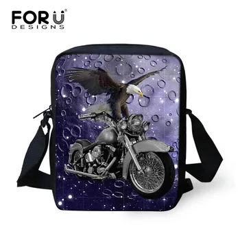 

FORUDESIGNS Cool Men Eagle Messenger Bag Mini Motorcycle Crossbody Bag for Teen Boys Unique Children Kids Shoulder Bag Polyester