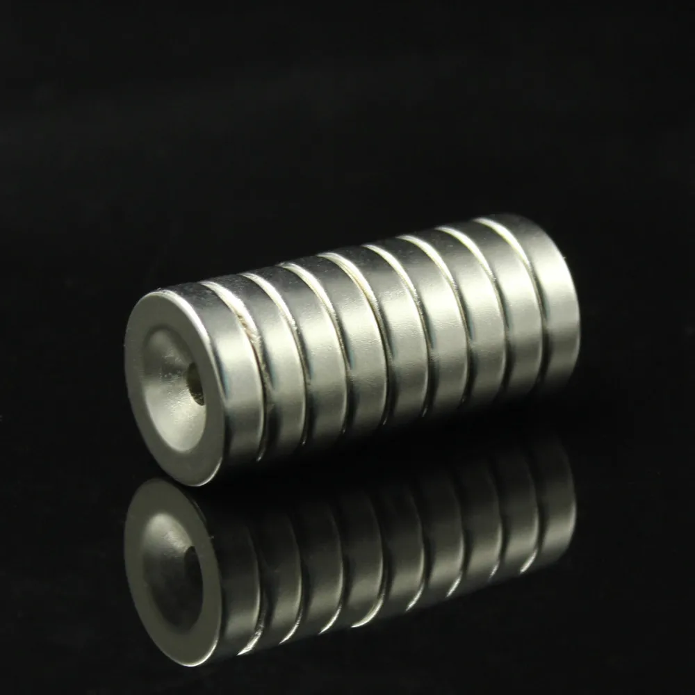 10pcs Super Strong Round Neodymium Countersunk Ring Magnets 20mm x 5mm Hole: 5.2mm Rare Earth N50 Free Shipping |