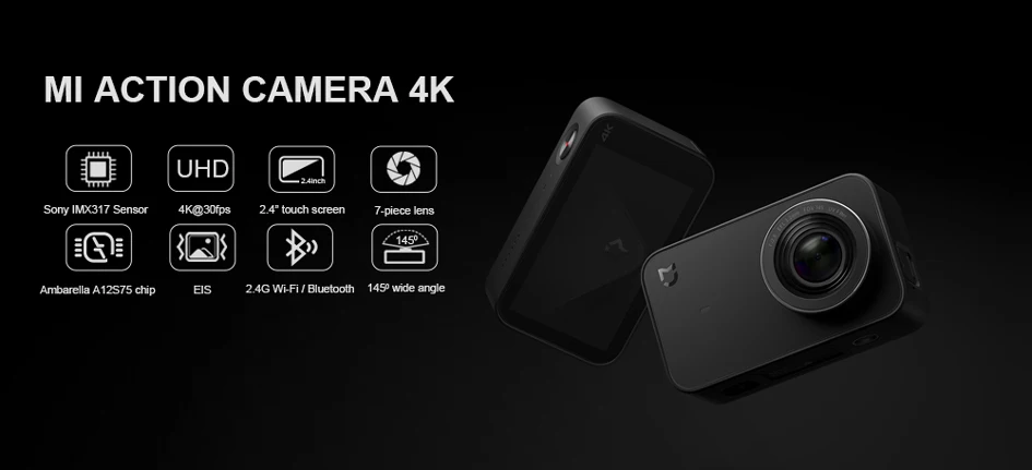 Экшн-камера Xiao mi jia mi 4 K/30FPS Ambarella A12S75 Smart mi ni Sports Cam EIS WiFi 2," с сенсорным экраном видеокамера