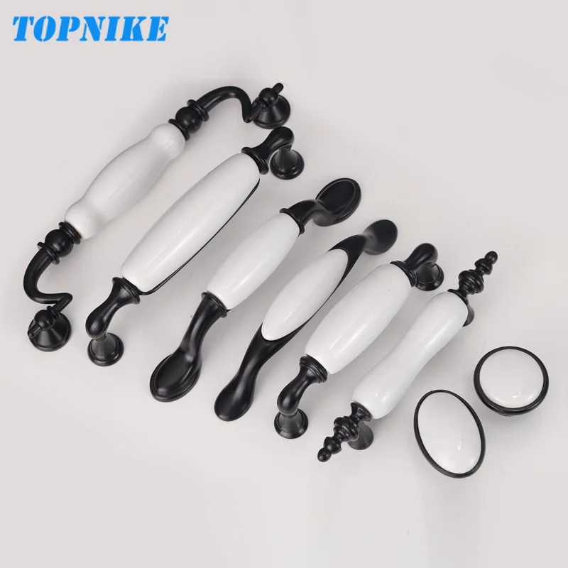 

TOPNIKE Ceramic knobs black and white modern European kitchen cabinet handle cupboard cabinet door ceramic door knobs