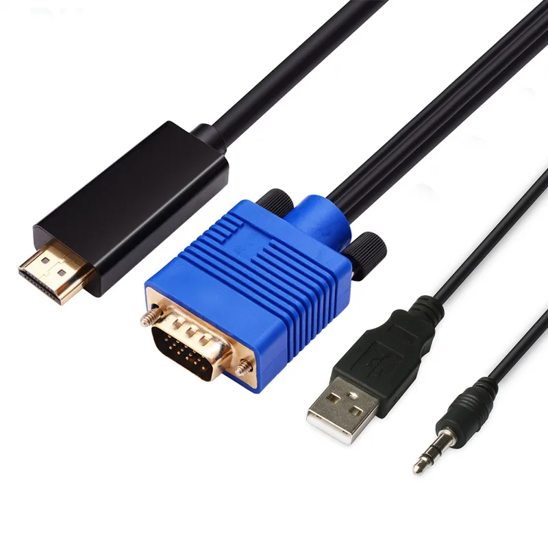 liandake HDMI turn VGA line with audio port computer to