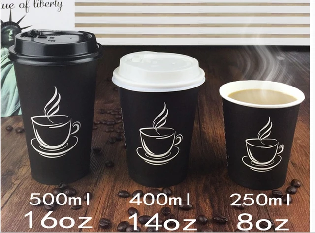 Tasse à café en papier biodégradable de 500ml, tasse à café jetable avec  couvercle et paille pour magasins, 20 pièces - AliExpress