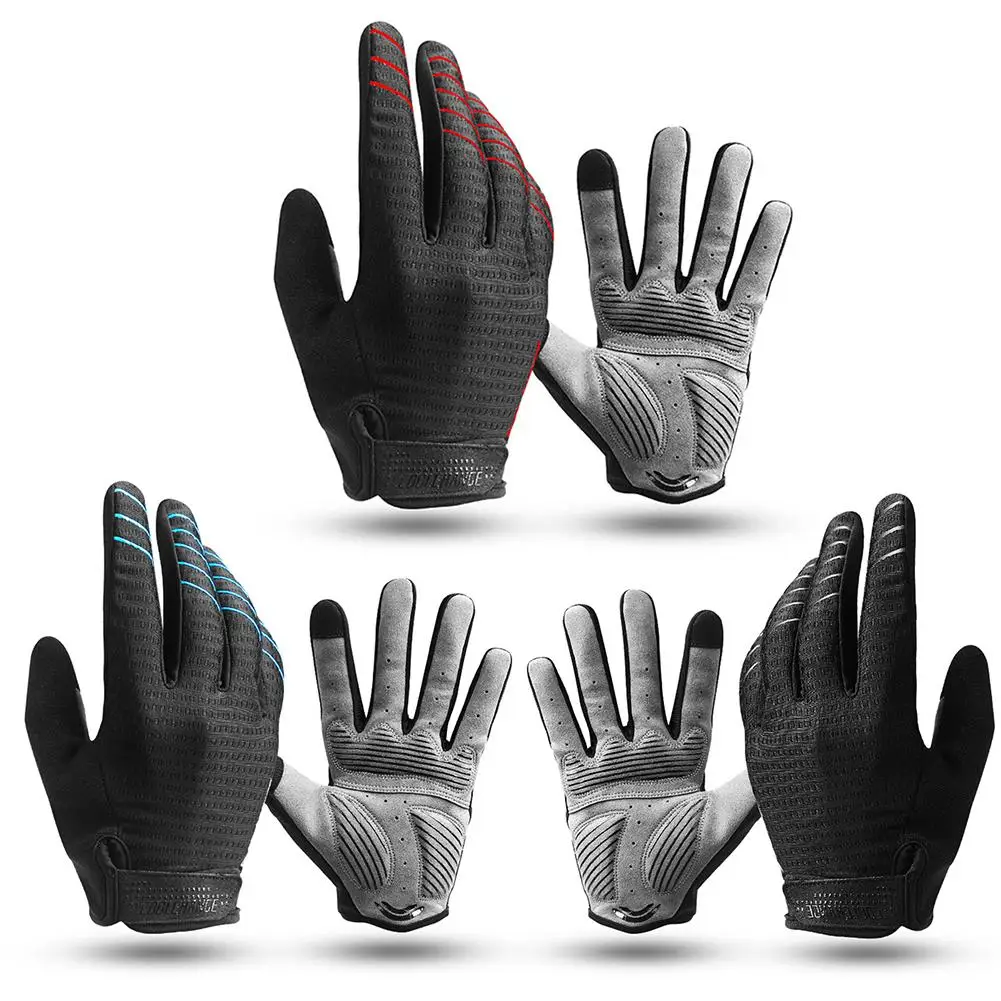 New Full Finger Exercise Man Woman Bicycle Gloves Shockproof Touch Screen Sponge Bicycle Long Finger Gloves