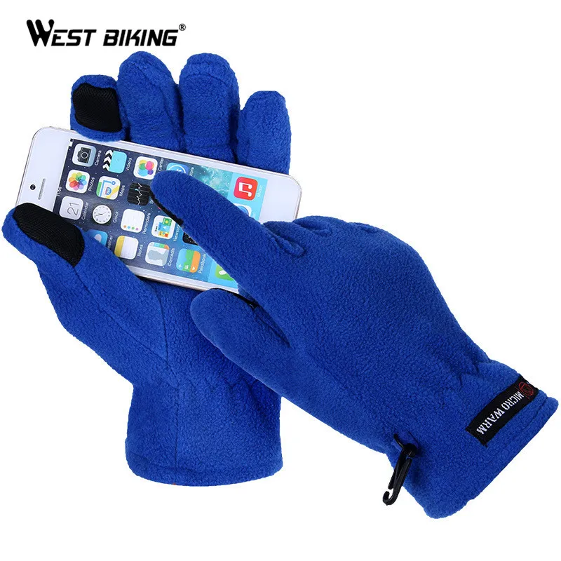 WEST BIKING/Зимние перчатки для велоспорта с сенсорным экраном флисовые термо