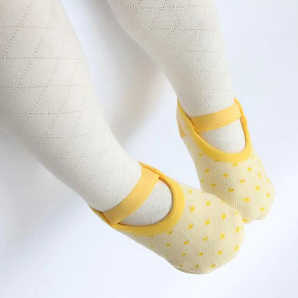 Носки для новорожденных весна-осень, нескользящие носки-тапочки для детей 6-36 месяцев, милые хлопковые носки для маленьких мальчиков и девочек - Цвет: Yellow