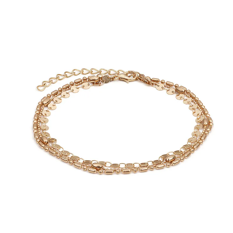 Многослойные браслеты-цепочки для женщин, лучшие друзья, металлические бусины с блестками, мужские ювелирные изделия - Окраска металла: Gold