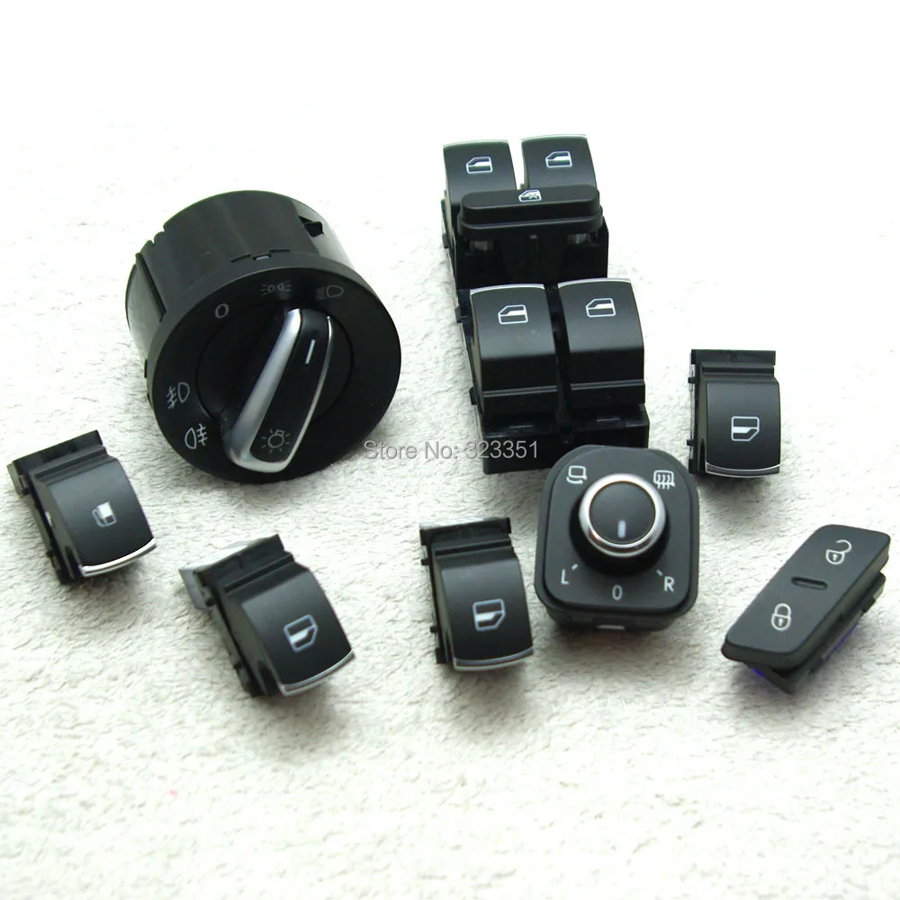 

8PCS OEM  Headlamp Window Mirror Lock Switch Set 5ND959565B 5ND941431A 5ND959857 5ND959855 For VW Jetta Golf MK5 Rabbit