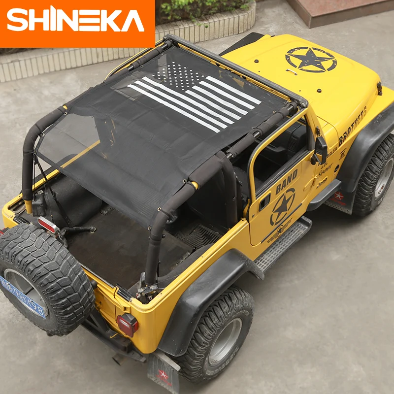 Автомобильные чехлы SHINEKA для Jeep wrangler tj сетчатый чехол от солнца и защита УФ лучей