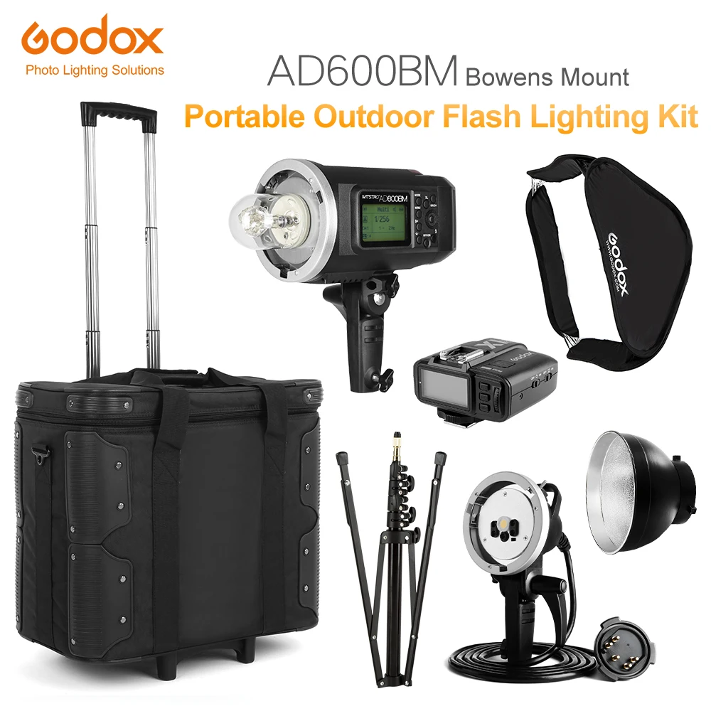 

GODOX AD600BM HSS 2.4G Wireless Flash Light Speedlite,X1 Transmitter,AD-H600B Head,Draw-Bar Carry Bag,Light Stand