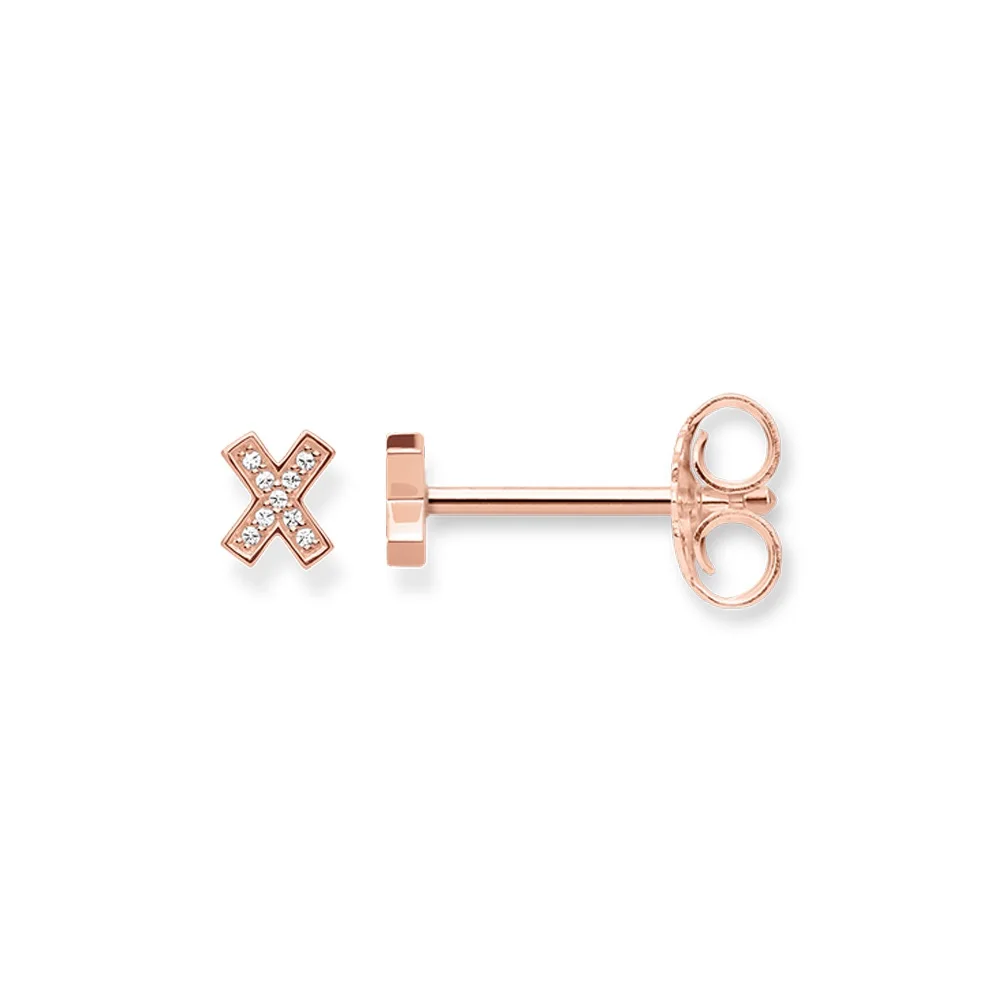 

Rose Gold & Silver Cross X Line Shapes Stud Earrings,2019 New 925 Sterling Silver Glam Gift High Quality Ear For Women & Girls