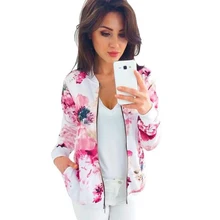 Floral Printed Women Bomber Jacket Plus Size Short Female Coat Zipper Chaqueta Long Sleeve Spring Women's Jackets