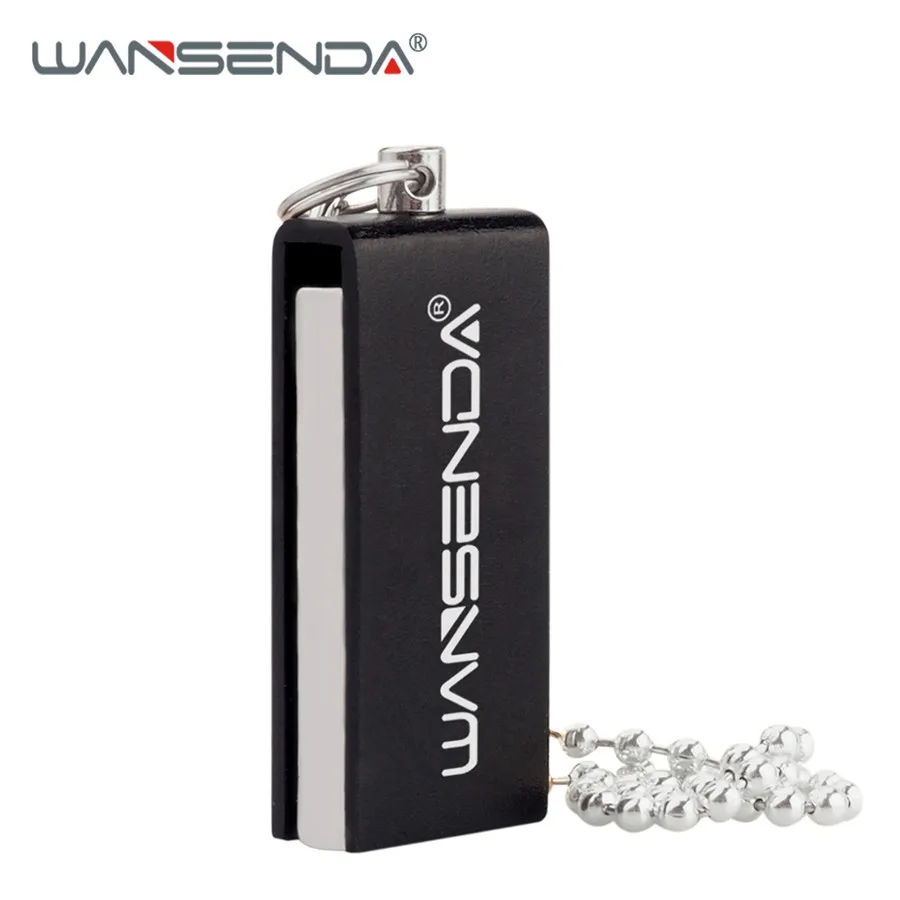 Вращающийся USB флеш-накопитель WANSENDA, водонепроницаемый флеш-накопитель, 4 ГБ, 8 ГБ, 16 ГБ, 32 ГБ, 64 ГБ, флешка, флеш-накопитель с цепочкой - Цвет: Черный
