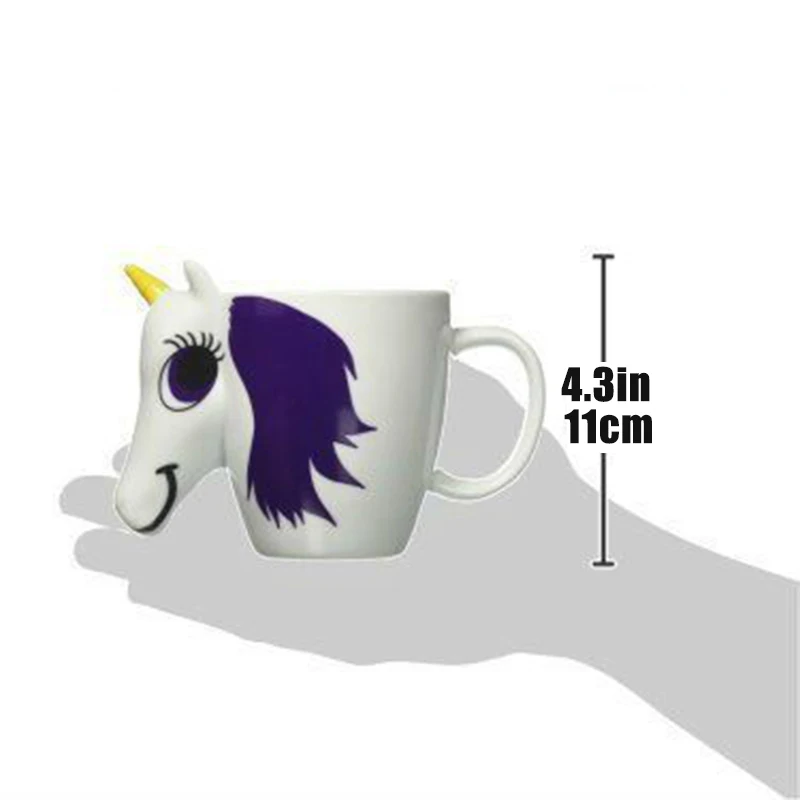 3D New Unicorn Ceramic Mug Color Changing Mug Original Heat Sensitive Magic Coffee Cup