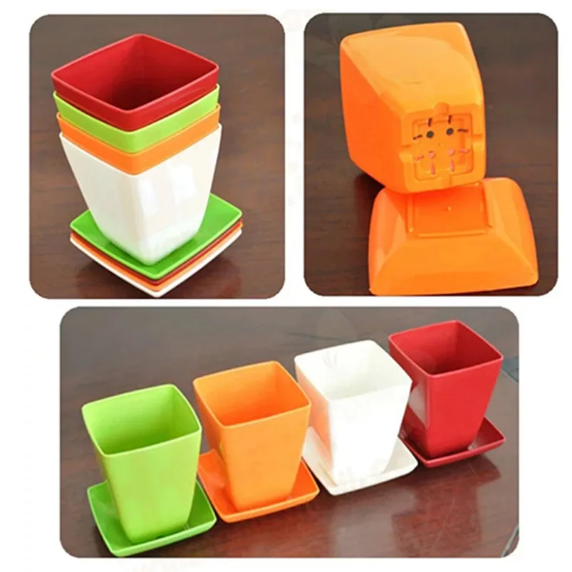 Mini Flower Pot Square Plastic Plant Flower Pot Garden Home Office Decor Nursery VA Suitable For All Kinds Of Plan 40AP0121