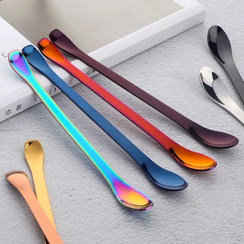 1PC Multicolor Stainless Steel coffee mixing Spoon Long Handle Spoons Flatware Coffee Drinking Tools Tea Spoon Drinking Tools